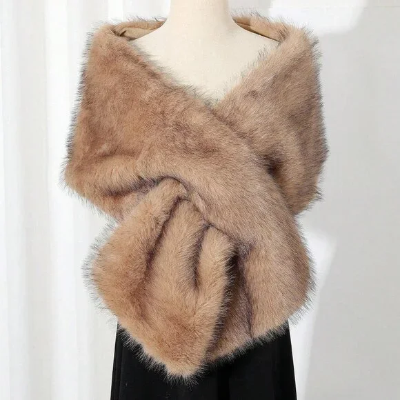 more colors: Casual Women's Faux fur Shawl Collar Wrap - Picture 6 of 13